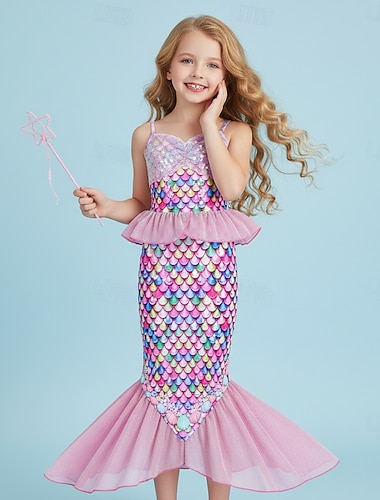  Havfrue Prinsesse Havfrue Kjoler Temafestkostyme Cosplay for Jente Barne Karneval Maskerade Fest Ferie