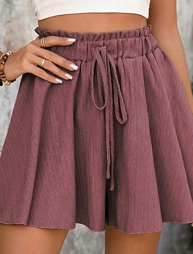  Dame Shorts Sommershorts Strandshorts Casual shorts Ferie Mote Grunnleggende Kort Medium Midje Snorer Elastisk midje Bred Bukseben Komfort Hurtigtørkende Myk Mikroelastisk Gateklær Strand Ferie Rosa
