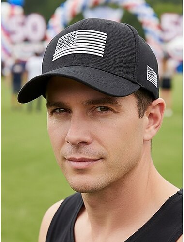  Cappellino da baseball da uomo in poliestere con bandiera ricamata, regolabile e multicolore, ideale per il 250° anniversario degli Stati Uniti, il giorno dell'indipendenza, l'uso quotidiano e gli sport all'aria aperta.