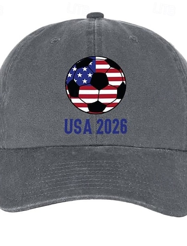  Boné de beisebol da Copa do Mundo de Futebol México EUA Canadá 2026, boné com estampa gráfica de futebol para homens e mulheres, boné esportivo ajustável para atividades ao ar livre, chapéu casual de