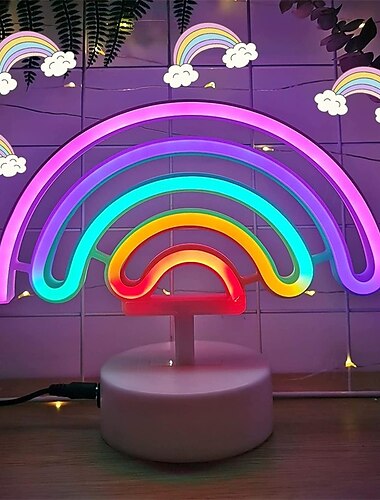  LED-neonskilt - regnbuefarget neondekor, USB-drevet dekorativt nattlys, perfekt for soverom, barnerom, hjemmedekor og festdekorasjoner