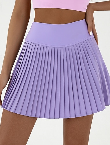  Per donna Tinta unita Gonna casual Gonne da tennis con pantaloncini Gonna sportiva Pieghettato Tasca Vita alta Elastico Traspirante Tennis Golf Pickleball Gonna Bianco Rosa Blu Abbigliamento da tennis