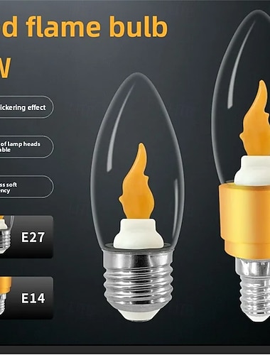  4 stuks LED 3W 85-265V gele vlamlampen E27 E14 gesimuleerde vlam elektrische kaars kerst Halloween decoratieve verlichting sfeer