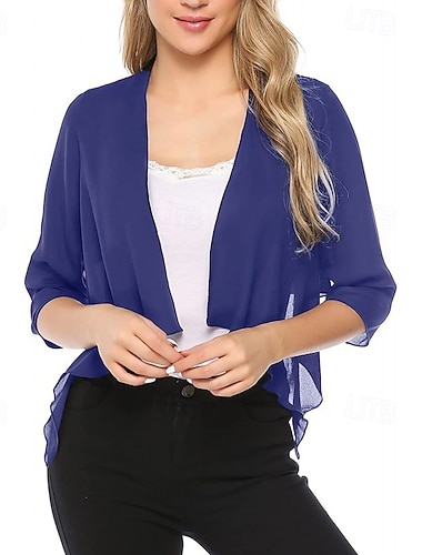  Estolas Femininas Bolero Envoltórios da mãe Agasalhos de noiva Envelopamentos de convidados de casamento Elegante senhoras Estilo Formal Manga Curta Chiffon Estolas de Casamento Com Cor Pura Para