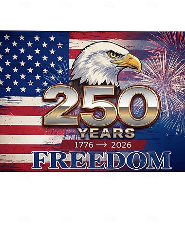  Amerikansk 250-årsjubileum, USA-flagg, 3x5 fot, utendørs banner, patriotisk feiring, flagg for uavhengighetsdagen, hjem og hage, utendørs utstilling