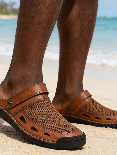  Sandales marron perforées pour homme – respirantes, confortables, légères, parfaites pour l'été, les tenues décontractées et les activités de plein air