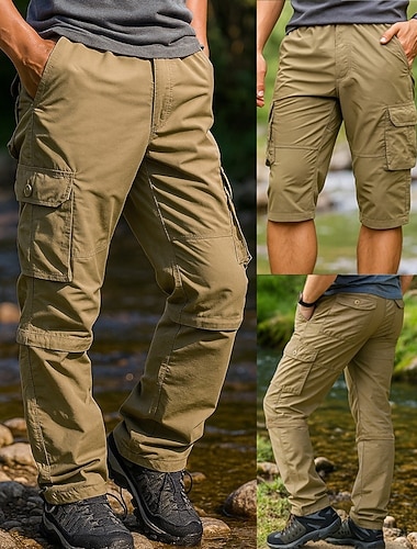  Męskie Spodnie cargo Spodnie przekształcane w szorty Spodnie turystyczne Spodnie softshell Wiosna Jesień Na wolnym powietrzu Regularny Szybkie wysychanie Doły Kieszeń Elastyczny pas Zieleń wojskowa