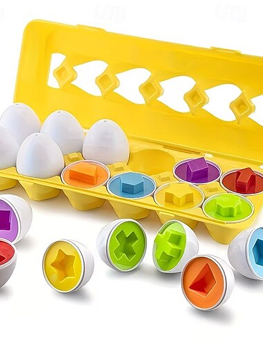  Paasmandvullers, vormsorteerder, bijpassende eierspeelgoed voor peuters, 12 stuks Montessori-kleurherkenningsspeelgoed, educatief speelgoed voor de fijne motoriek, paascadeaus voor kinderen, meisjes