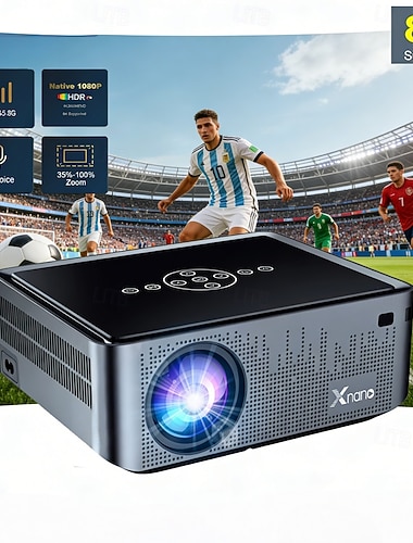  Innebygd 1080p 5g smart projektor, 8k-støttet Android 9.0-filmprojektor for fotballfest, HDR 10+ hjemmekino for fotballturnering, stadionopplevelse for mesterskapskampkveld