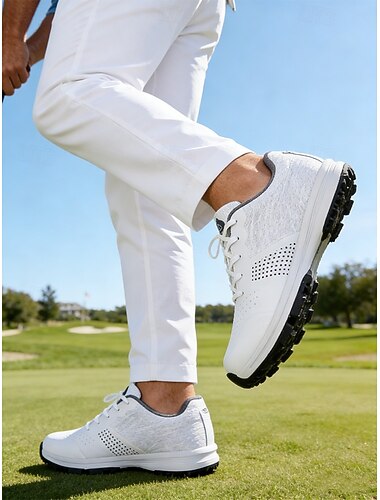  hvite herregolfsko med høy ytelse, lett netting, komfortabel passform, sklisikker såle, perfekt for golfbane og utendørsaktiviteter