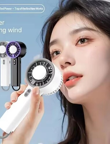  håndholdt minivifte, bærbar personlig vifte med supersterk vind, USB-oppladbar høyhastighets turbovifte for reise utendørs kontorsminke, liten stille lommevifte for kvinner menn barn