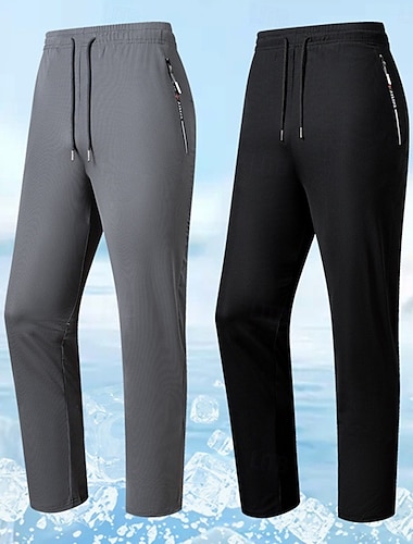  Herren Hose Freizeithose Schnelltrocknende Hose Kühlhosen Kordelzug Tasche Elastischer Bund Einfarbig Leicht Feuchtigkeitsableitend Volle Länge Lässig Täglich Outdoor Mode Klassicher Stil Schwarz Grau
