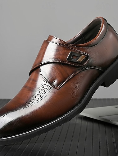  Herre Klassisk Bryllup PU Lær Bekvem Slippers Rødbrun Svart Sommer Vår Høst