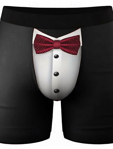  Herren Kostüm Falsches Kragen- und Anzugdesign Dehnbare Boxershorts Badeshorts Boxer-Badeshorts Lustig Lässig Heim Strandurlaub Elastischer Bund Feuchtigkeitsableitend Atmungsaktive Unterwäsche