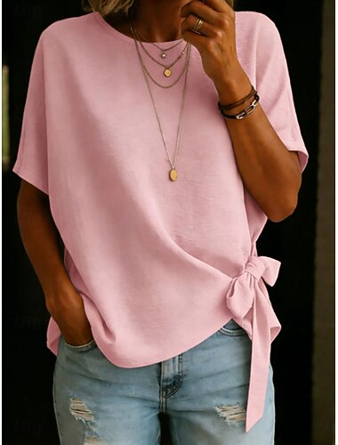  Dámské Tričko Letní vrcholy Grafika Bez vzoru stylové Klasické Krátký rukáv Tričkový Kulatý Běžné topy Denní Sport Jdeme ven červenohnědá Černá Bílá Světlá růžová Nebeská modř Léto Jaro Podzim