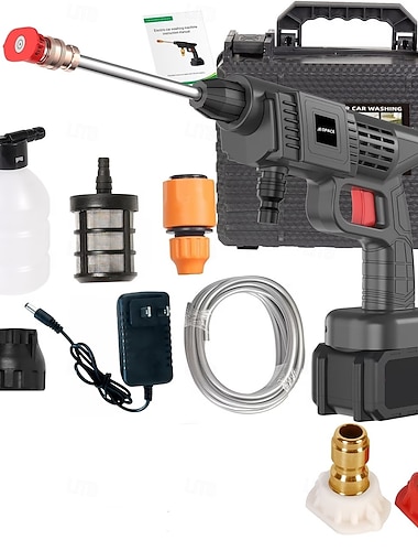  idropulitrice portatile senza fili, kit idropulitrice portatile alimentata a batteria con custodia &cannone schiumogeno, idropulitrice ad alta pressione per lavaggio auto, pulizia di patii,