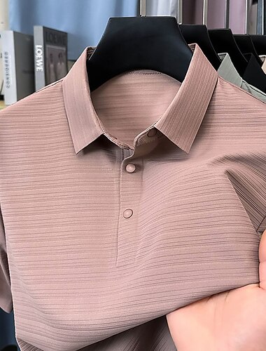  Homme Polo Polo Business Occasionnel Affaires Revers Manche Courte Mode Moderne Uni Boutons Pur Été Printemps Coupe régulière Noir Blanche Rose Claire bleu marine Violet Claire Abricot Polo