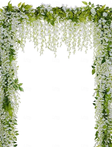  Künstliche Glyzinien-Girlande, 4-teilig, insgesamt 8,8 m (28,8 Fuß) künstliche Glyzinienranke aus Seide, hängende Blumen für Haus, Garten, Garten, Zeremonie, Hochzeit, Torbogen, Blumendekoration