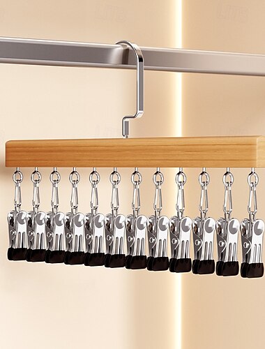  Organizador de armário com 12 prendedores, organizador de armário suspenso que economiza espaço, prendedores de roupa para chapéus, cachecóis, calças jeans, saias, meias e outras peças, com