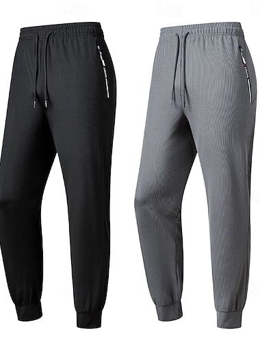  Herren Jogginghose Hose Freizeithose Schnelltrocknende Hose Kühlhosen Kordelzug Tasche Elastischer Bund Einfarbig Leicht Feuchtigkeitsableitend Volle Länge Lässig Täglich Outdoor Urlaub Mode Schwarz