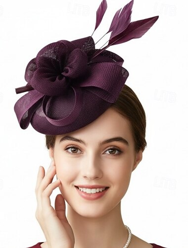  Γοητευτικά Λινάρι Γάμου Γενέθλια Κομψό Βίντατζ χαριτωμένο στυλ Με Φτερό Τούλι Ακουστικό Καπέλα