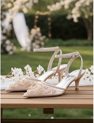 Women's Navy Mesh Embroidered Low Heel Pumps with Ankle Strap, Elegant Mother of the Bride Shoes for Garden Wedding, Comfortable Dress Heels for Outdoor Ceremony