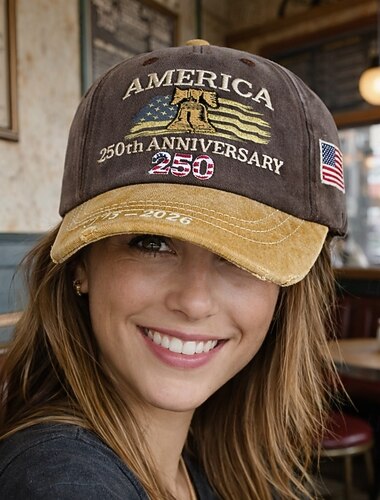  Unisex Baseballkappe zum 250. Jahrestag der Unabhängigkeit, tragbar, atmungsaktiv, für den täglichen Gebrauch im Freien, mit Stickerei und Flagge