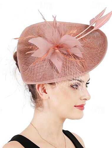  fascinators Vlas Bruiloft Verjaardag Vintage leuke Style Retro Met Veer Helm Hoofddeksels