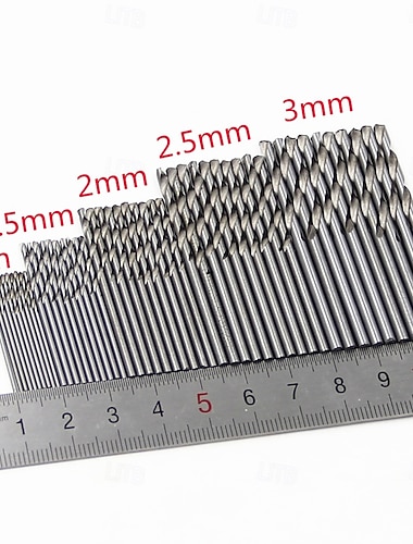  50-teiliges Set mit kleinen, naturfarbenen Spiralbohrern für frittierten Teig, 1–3 mm, weißer, gerader Schaft, ideal für Bastel- und DIY-Projekte, langlebiges und hochwertiges Werkzeug für präzises