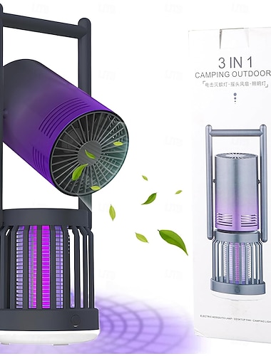  Wiederaufladbare Insektenvernichter-Lampe mit Ventilator für den Außenbereich, elektrischer Mückenvernichter mit LED-Licht, Insektenvernichter für den Innenbereich, elektrische Fliegenfalle für