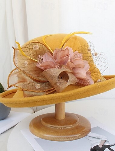  Hatter polyester Bryllup Bursdag Årgang søt stil Retro Rød Med Blomster Hodeplagg Hodeplagg