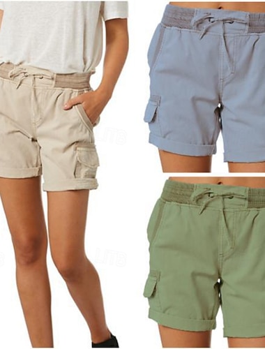  Dámské Bermudské kraťasy Kalhoty chinos Kraťasy prázdniny Šik ven Na běžné nošení Krátký Středně vysoký pas Bez vzoru Šňůrky Kapsy Pohodlný Pohodlné Neelastické Venkovní ulice Denní nošení Meruňkov