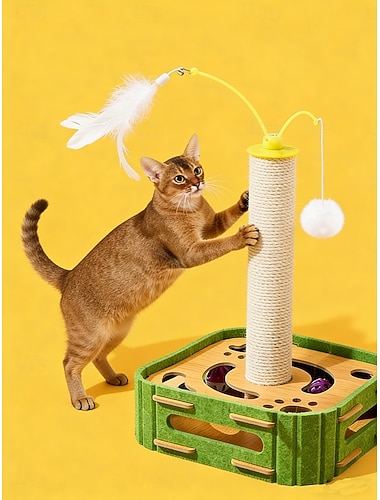  Kattepuslespillleker interaktiv kattedanser for innekatter erteboks med pipelyder og klorefilt