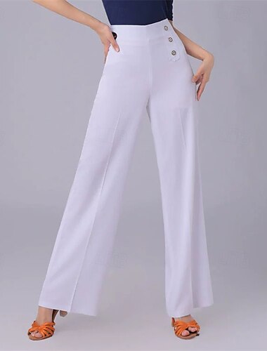  zwarte gedrapeerde broek met wijde pijpen voor Latijns-Amerikaanse dans