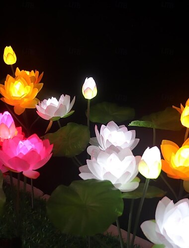  Guirlande lumineuse solaire lotus, guirlande LED solaire lotus d'extérieur clignotante, étanche, pour la maison, le jardin, la décoration de Noël et l'éclairage de cour arrière.