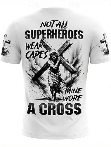  250e anniversaire de l'Amérique Homme Drôle Croix Jésus Chrétien T-shirt Manche Courte T-shirt Impression 3D Col ras du cou Chemise Religieux Patriotique Occasionnel Quotidien Soirée Noir 1 Blanc 1