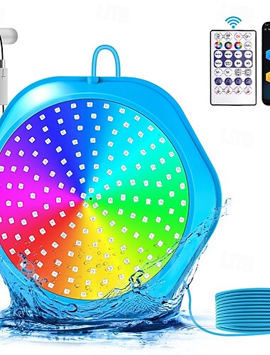  LED-bassenglys med appkontroll, 20w dimbar undervannslampe med magneter, IP68 vanntett fargeskiftende 12v bassenglys med timer for overjordisk basseng
