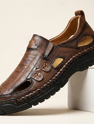  herrebrune fritidssko med utskjæring, komfortable loafers med lette utendørssko for daglig bruk, reiser, kjøring, helgeantrekk, friluftsliv og avslappet smart casual-stil