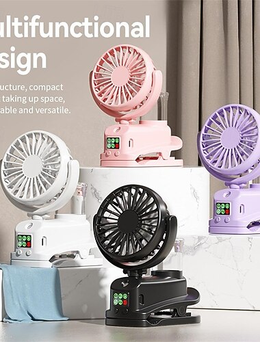  Mini bærbar klips-på-vifte, USB-oppladbare skrivebordsvifter, 4-trinns justerbar kjølevifte for sommerhjemmebarnevogn, kontor og utendørs