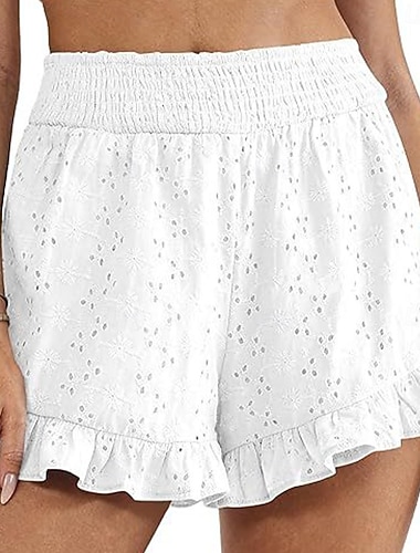  Dame Shorts Sommershorts Strandshorts Casual shorts Ferie Mote Fritid hverdag Kort Høy Midje Helfarge عادي Lomme Snørehull Elastisk midje Komfort Lettvekt Myk Mikroelastisk Gateklær Strand Ferie