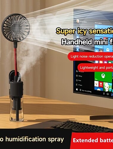  USB-oppladbar håndholdt vifte med klipsfunksjon, kompakt og lett, med 4 hastighetsinnstillinger, ultrastille drift og kraftig luftstrøm