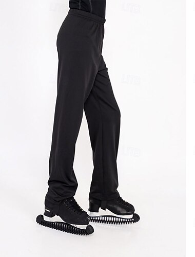  Kunstschaatsbroek Voor heren Schaatsen Kleding Onderlichaam Zwart Lapwerk Open achterkant Rekbaar Opleiding Wedstrijd Kunstschaatskleding Klassiek Kristal / Bergkristal Schaatsen Kunstschaatsen