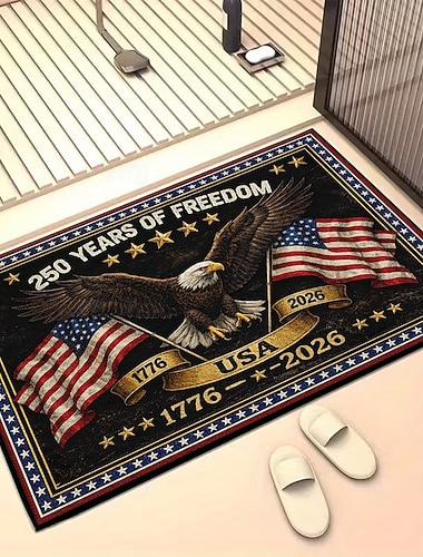  Fußmatte zum 250. Jahrestag der USA – Patriotische Eingangsmatte zur Feier der Jahre der Freiheit mit majestätischem Adler und goldenen Akzenten, perfekt für amerikanische Wohnkultur.