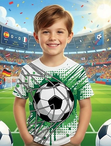  Ragazzi 3D Grafico Calcio Magliette da calcio Maglietta Manica Corta Stampa 3D Estate Primavera Sport Moda Streetwear Bambini 4-12 Anni Girocollo Casuale Quotidiano All'aperto Vestibilità regolare