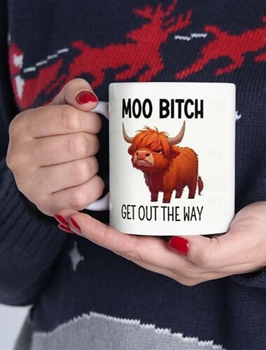  Tazza "muu stronza togliti di mezzo", divertente tazza da caffè in ceramica da 350 ml/11 oz con mucca, ideale per latte, tè caldo o cioccolata calda, tazza da tè a forma di animale, regalo unico per
