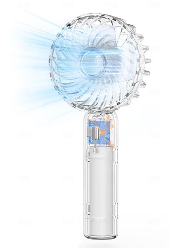  Bærbar mini håndholdt vifte, gjennomsiktig design liten vifte justerbar USB oppladbar 3 hastigheter kraftig vifte for stilige barn jenter kvinner menn innendørs utendørs reiser