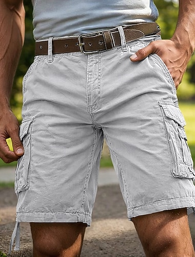 Herren Cargohose Cargohosen Cargo-Shorts Shorts Freizeitshorts Tasche Einfach Einheitliche Farbe Knielang Lässig Outdoor Streetwear Mode Streetwear Blau Schwarz Unelastisch