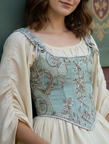  Středověké Renesanční Cottagecore Korzet Živůtek Viking Rolník Šněrování Maškarní kostým Dámské Keltské Fantazie předvečer Všech svatých Karneval Výkon LARP Ren Faire Dospělé Korzet Živůtek