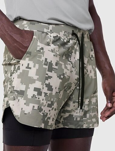 Herren Laufshorts Sportshorts Fitnessshorts Kordelzug Tasche 2 in 1 Mit Kompressionsfutter Shorts Lässig Täglich Outdoor Sommer Frühling Schnelltrocknend Leicht Feuchtigkeitsableitend Fitnesstraining