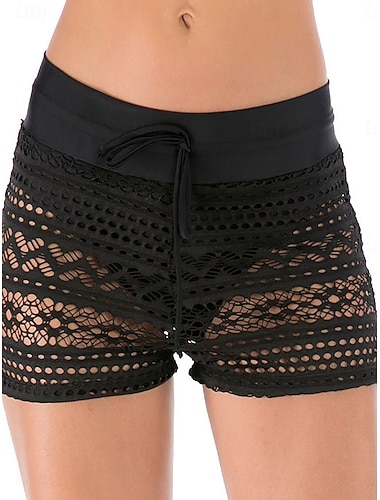  Damen Badeanzug Badeshorts Dehnbare Boxershorts Slips Bademode sexy Ausschnitt Kordelzug Urlaub Strandbekleidung Einfach Ärmellos Badeanzüge